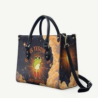Grumpy Frog Leather Bag with Refuse to Study Quote and Starburst Pattern