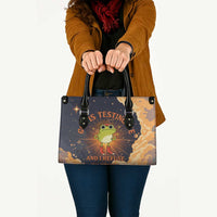 Grumpy Frog Leather Bag with Refuse to Study Quote and Starburst Pattern