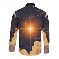 Grumpy Frog Long Sleeve Button Shirt with Refuse to Study Quote and Starburst Pattern
