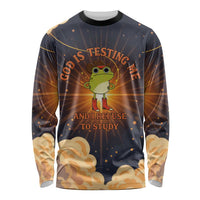 Grumpy Frog Long Sleeve Shirt with Refuse to Study Quote and Starburst Pattern
