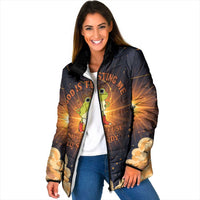 Grumpy Frog Padded Jacket with Refuse to Study Quote and Starburst Pattern