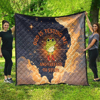 Grumpy Frog Quilt with Refuse to Study Quote and Starburst Pattern