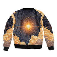 Grumpy Frog Sleeve Zip Bomber Jacket with Refuse to Study Quote and Starburst Pattern