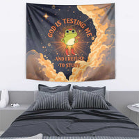 Grumpy Frog Tapestry with Refuse to Study Quote and Starburst Pattern