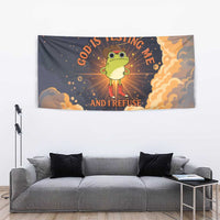 Grumpy Frog Tapestry with Refuse to Study Quote and Starburst Pattern