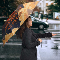 Grumpy Frog Umbrella with Refuse to Study Quote and Starburst Pattern