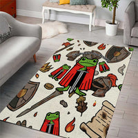 Funny Cartoon Knight Frog Area Rug Medieval Mood Meme