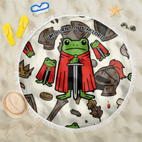 Funny Cartoon Knight Frog Beach Blanket Medieval Mood Meme