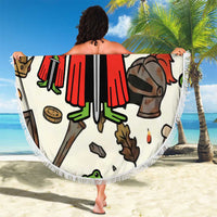 Funny Cartoon Knight Frog Beach Blanket Medieval Mood Meme