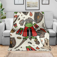 Funny Cartoon Knight Frog Blanket Medieval Mood Meme