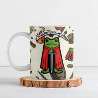 Funny Cartoon Knight Frog Ceramic Mug Medieval Mood Meme