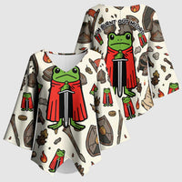 Funny Cartoon Knight Frog Kimono Sleeve Blouse Medieval Mood Meme