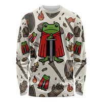 Funny Cartoon Knight Frog Long Sleeve Shirt Medieval Mood Meme