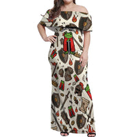 Funny Cartoon Knight Frog Off Shoulder Maxi Dress Medieval Mood Meme
