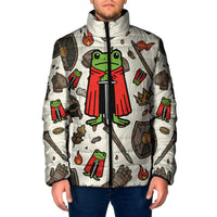 Funny Cartoon Knight Frog Padded Jacket Medieval Mood Meme