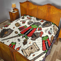 Funny Cartoon Knight Frog Quilt Medieval Mood Meme
