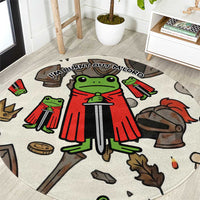 Funny Cartoon Knight Frog Round Carpet Medieval Mood Meme