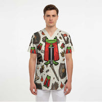 Funny Cartoon Knight Frog Scrub Top Medieval Mood Meme