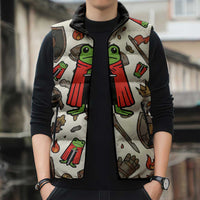 Funny Cartoon Knight Frog Sleeveless Puffer Jacket Medieval Mood Meme