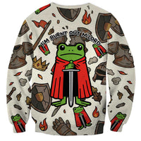 Funny Cartoon Knight Frog Sweatshirt Medieval Mood Meme