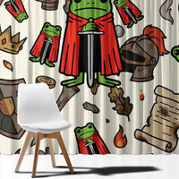 Funny Cartoon Knight Frog Window Curtain Medieval Mood Meme