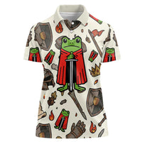 Funny Cartoon Knight Frog Women Polo Shirt Medieval Mood Meme