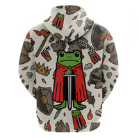 Funny Cartoon Knight Frog Zip Hoodie Medieval Mood Meme