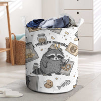 I Require Snacks Raccoon Laundry Basket Cute Bandit Raccoon Chaos with a Knife