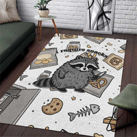 I Require Snacks Raccoon Area Rug Cute Bandit Raccoon Chaos with a Knife
