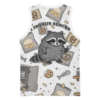 I Require Snacks Raccoon Basketball Jersey Cute Bandit Raccoon Chaos with a Knife