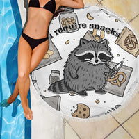 I Require Snacks Raccoon Beach Blanket Cute Bandit Raccoon Chaos with a Knife