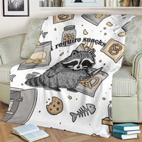 I Require Snacks Raccoon Blanket Cute Bandit Raccoon Chaos with a Knife