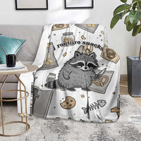 I Require Snacks Raccoon Blanket Cute Bandit Raccoon Chaos with a Knife