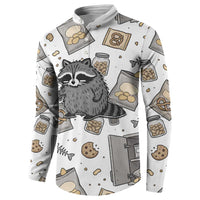 I Require Snacks Raccoon Button Sweatshirt Cute Bandit Raccoon Chaos with a Knife