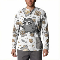 I Require Snacks Raccoon Button Sweatshirt Cute Bandit Raccoon Chaos with a Knife