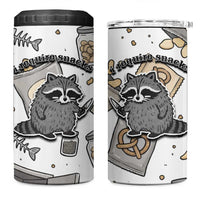 I Require Snacks Raccoon 4 in 1 Can Cooler Tumbler Cute Bandit Raccoon Chaos with a Knife