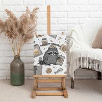 I Require Snacks Raccoon Canvas Wall Art Cute Bandit Raccoon Chaos with a Knife