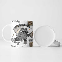 I Require Snacks Raccoon Ceramic Mug Cute Bandit Raccoon Chaos with a Knife