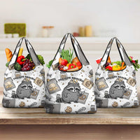I Require Snacks Raccoon Grocery Bag Cute Bandit Raccoon Chaos with a Knife