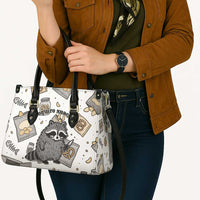 I Require Snacks Raccoon Leather Bag Cute Bandit Raccoon Chaos with a Knife
