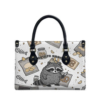 I Require Snacks Raccoon Leather Bag Cute Bandit Raccoon Chaos with a Knife