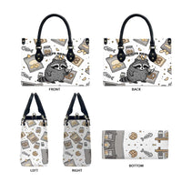 I Require Snacks Raccoon Leather Bag Cute Bandit Raccoon Chaos with a Knife