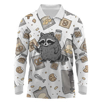 I Require Snacks Raccoon Long Sleeve Polo Shirt Cute Bandit Raccoon Chaos with a Knife