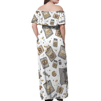 I Require Snacks Raccoon Off Shoulder Maxi Dress Cute Bandit Raccoon Chaos with a Knife