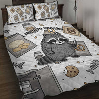 I Require Snacks Raccoon Quilt Bed Set Cute Bandit Raccoon Chaos with a Knife