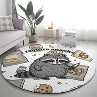 I Require Snacks Raccoon Round Carpet Cute Bandit Raccoon Chaos with a Knife