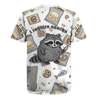I Require Snacks Raccoon Rugby Jersey Cute Bandit Raccoon Chaos with a Knife