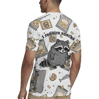 I Require Snacks Raccoon Rugby Jersey Cute Bandit Raccoon Chaos with a Knife