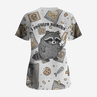 I Require Snacks Raccoon Scrub Top Cute Bandit Raccoon Chaos with a Knife