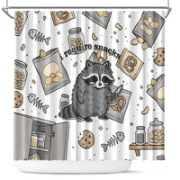 I Require Snacks Raccoon Shower Curtain Cute Bandit Raccoon Chaos with a Knife